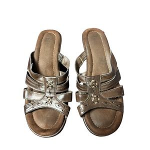 Bass Brown Leather Sandals Slip On Details Size 9.5